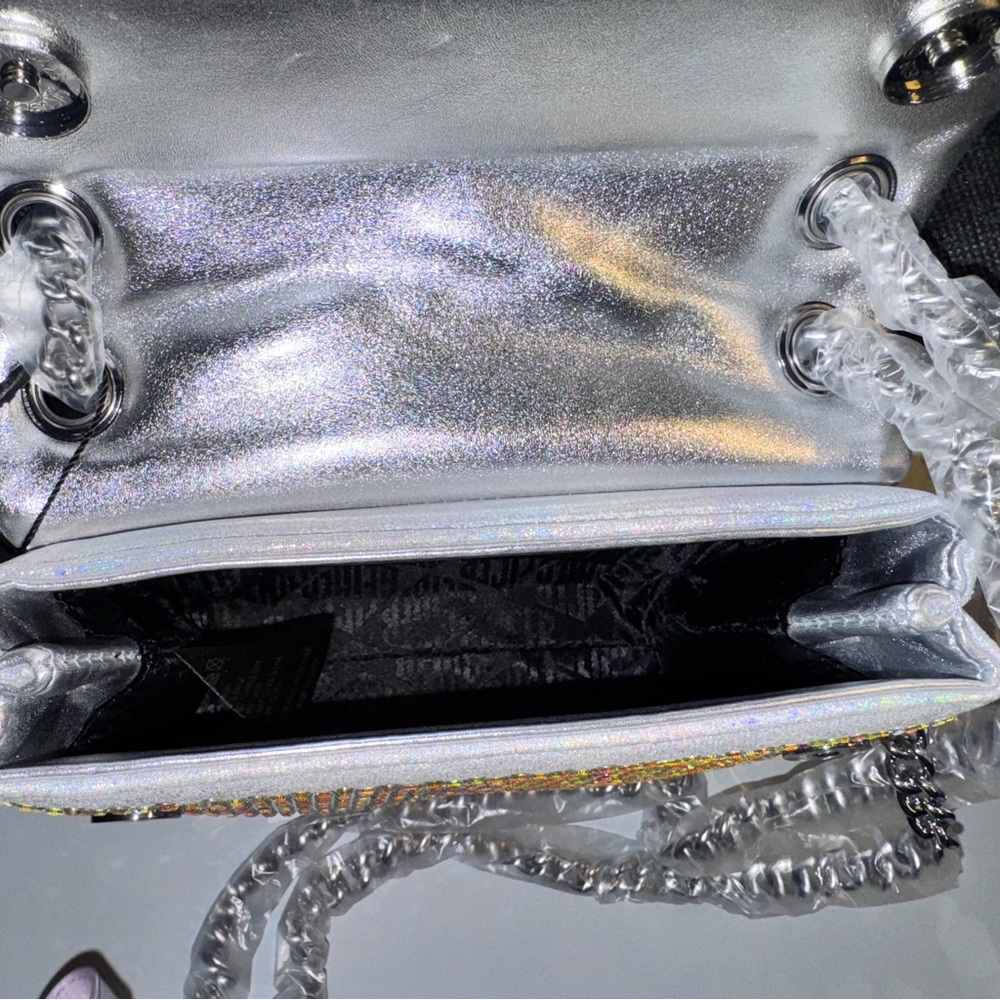 Kurt Geiger Silver Brixton Crossbody shoulder Bag Iridescent + dust-bag NWT - Picture 9 of 17